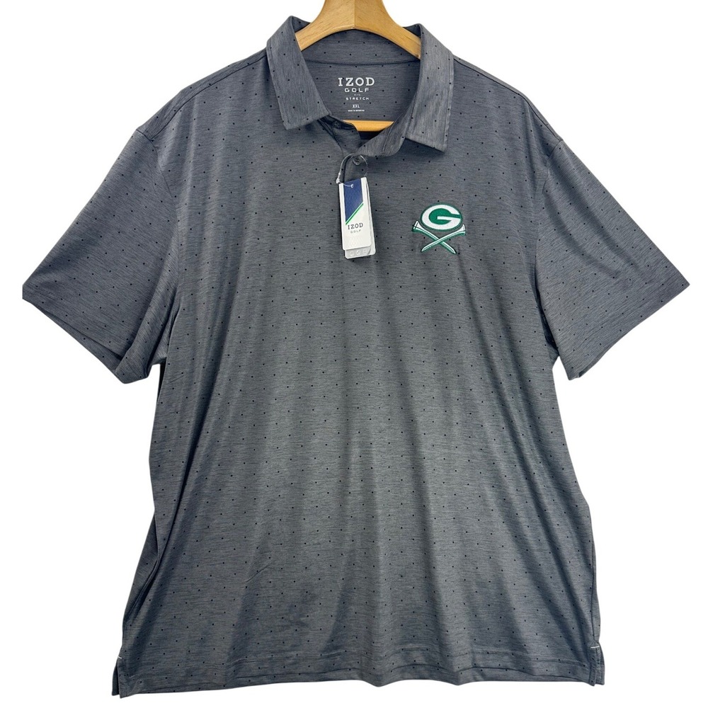 IZOD Golf Men's Green Bay Packers Polo Shirt XXL Wicking Stretch UPF 15